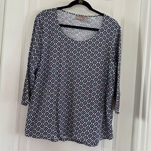 Chico’s long sleeve t-shirt, white, navy, & red